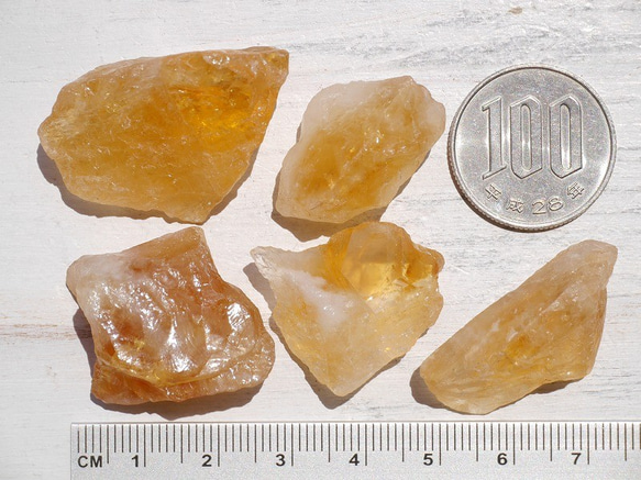 天然石シトリン(ブラジル産)5個セット合計約40.8g☆現物ラフロック原石結晶黄水晶[cit-190615-10] 5枚目の画像