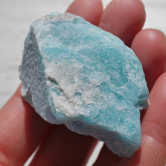天然石アマゾナイト(ペルー産)約57g約48mm原石 ナチュラル天河石ホープストーン[amz-200307-02] 6枚目の画像