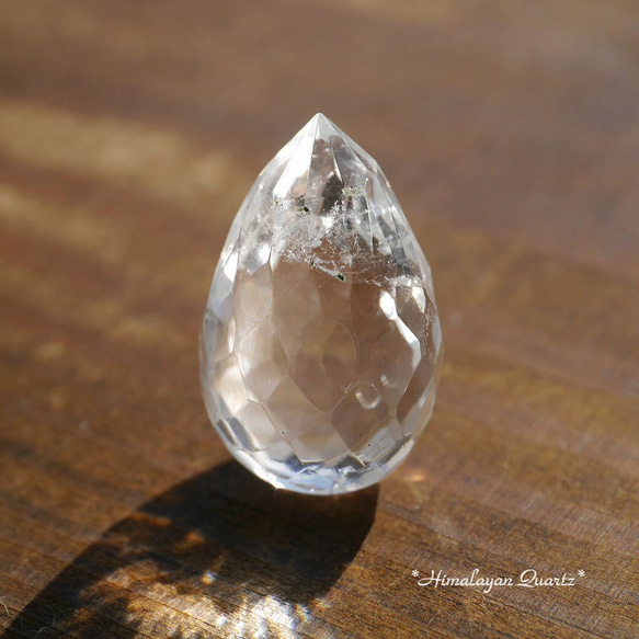 天然石ヒマラヤ水晶(ヒマラヤ山脈産)ころんとペアシェイプカット約23mm約5.9g 透明[hqpc-200315-05] 1枚目の画像