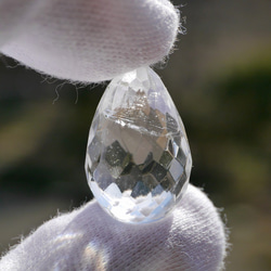 天然石ヒマラヤ水晶(ヒマラヤ山脈産)ころんとペアシェイプカット約23mm約5.9g 透明[hqpc-200315-05] 4枚目の画像