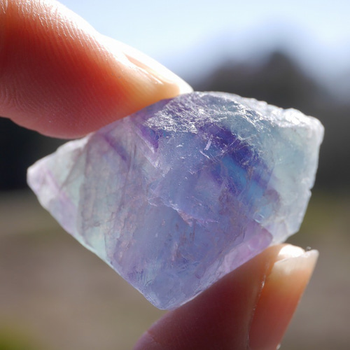 現物☆天然石フローライト(ブラジル産)原石 ブルー系4個合計約82g