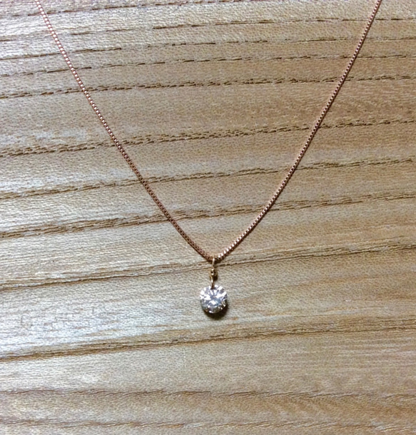 SALE! 0.23ct ブラウンダイヤの一粒石ネックレス　K10 pink gold 8枚目の画像