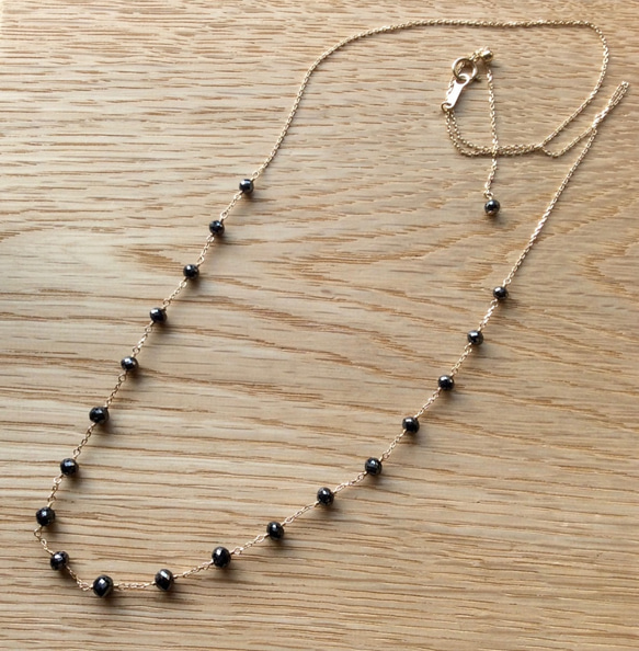 SALE! ロザリオみたいなブラックダイヤのステーションネックレス 60cm 