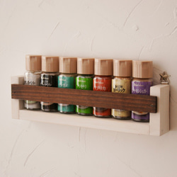 送料無料]アイアン2段木材スパイスラック・調味料棚・落下防止丸鉄 棚
