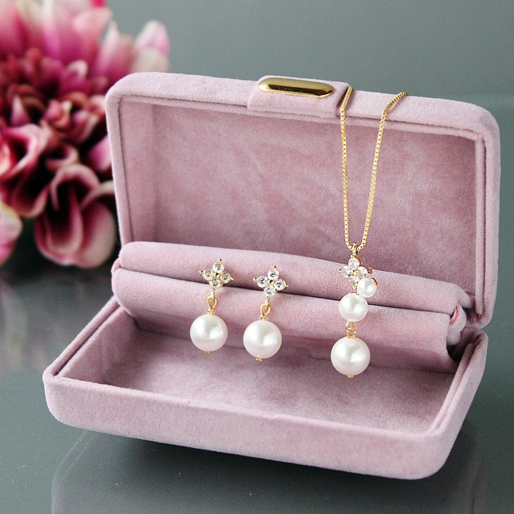 コフレ｜雪花とパールの揺れるピアス＆ネックレス｜14Kgf