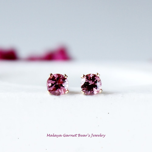 再入荷｜希少！マラヤガーネットのひと粒ピアス 4mm｜選べるピアス金具