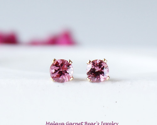 再入荷｜希少！マラヤガーネットのひと粒ピアス 4mm｜選べるピアス金具