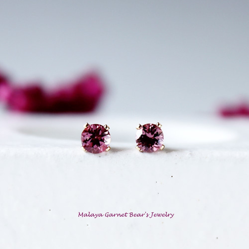 再入荷｜希少！マラヤガーネットのひと粒ピアス 4mm｜選べるピアス金具