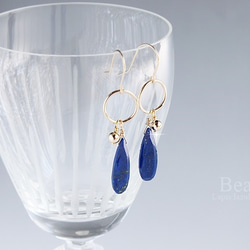 14Kgf｜Lapis lazuli earrings ピアス or イヤリング 1枚目の画像
