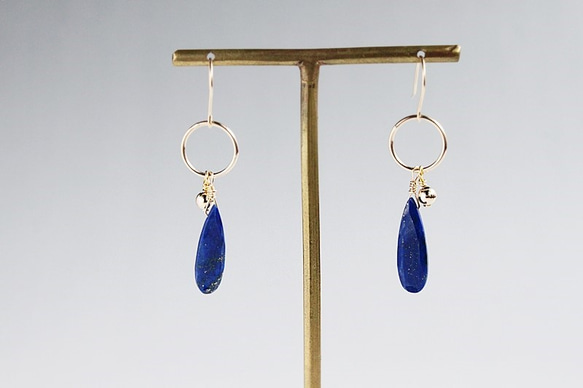 14Kgf｜Lapis lazuli earrings ピアス or イヤリング 4枚目の画像