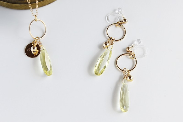 14Kgf｜Lemon Quartz earrings ピアス or イヤリング 3枚目の画像