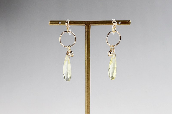 14Kgf｜Lemon Quartz earrings ピアス or イヤリング 4枚目の画像