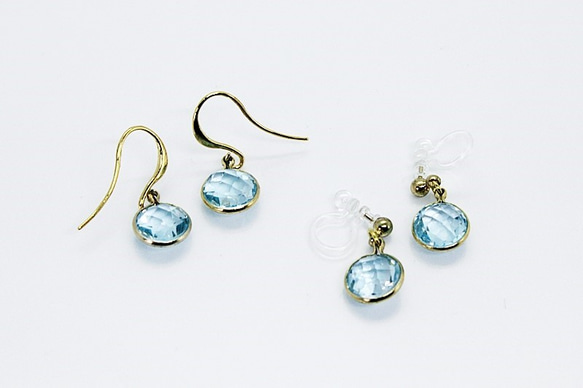 14Kgf｜Sky blue topaz earrings ピアス or イヤリング 5枚目の画像