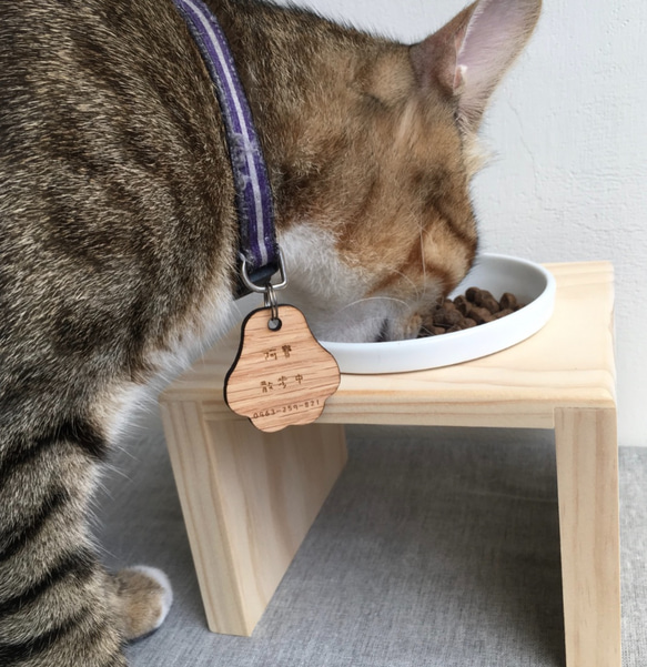[防水] [實木] 寵物餐桌 單口碗架 附瓷碗 第3張的照片