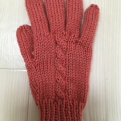 レディス手袋　赤　五本指 3枚目の画像