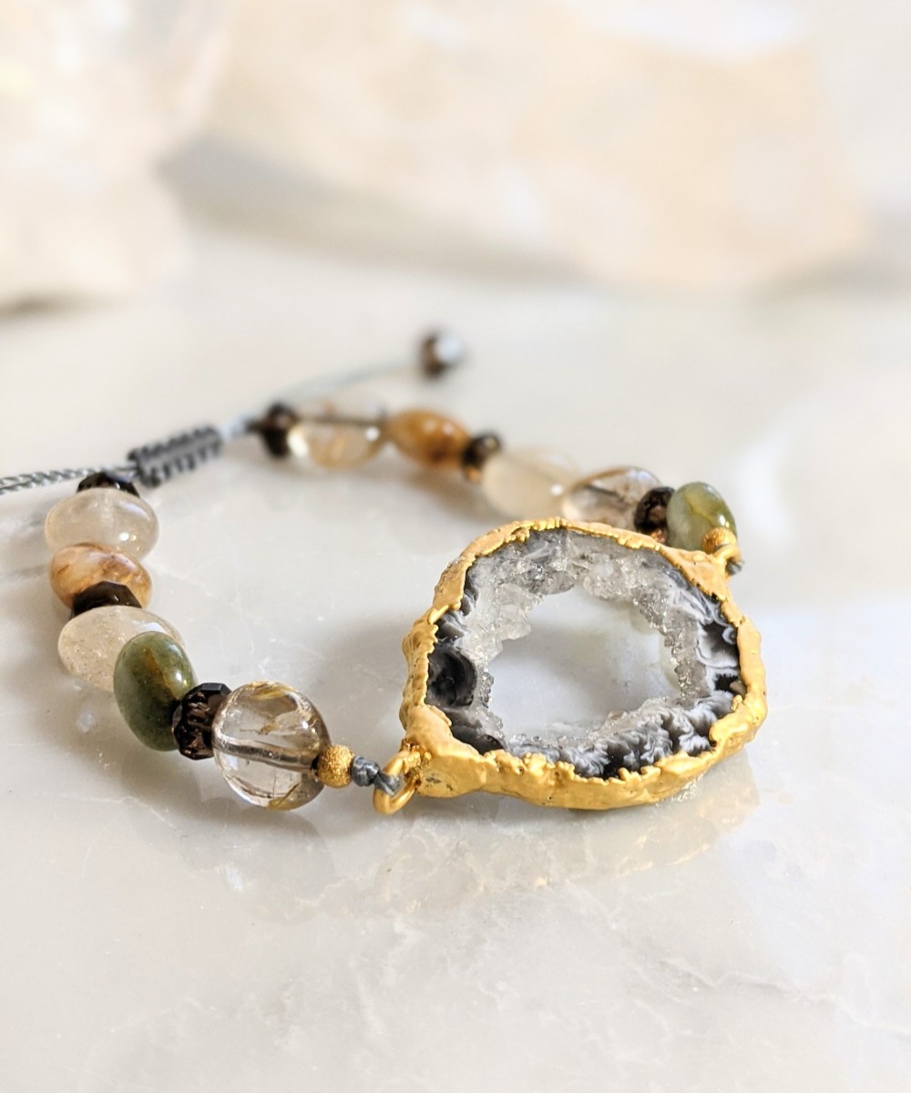 アゲート （めのう）ジオードスライス ブレスレット