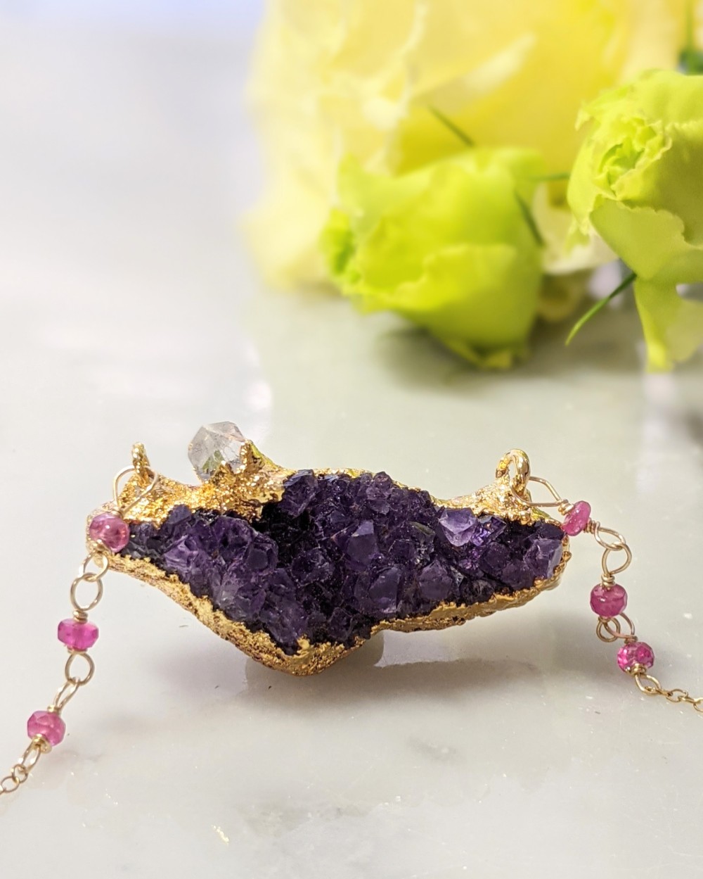 アメジスト原石クラスターネックレス