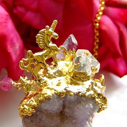 Spirit石英Veracruz紫水晶和Herkimer鑽石獨角獸項鍊 第5張的照片