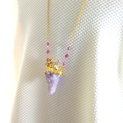 Spirit石英Veracruz紫水晶和Herkimer鑽石獨角獸項鍊 第7張的照片