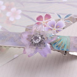 粉紫櫻花手繪髮夾 第2張的照片