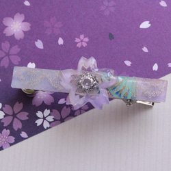 粉紫櫻花手繪髮夾 第3張的照片