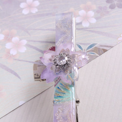 粉紫櫻花手繪髮夾 第4張的照片
