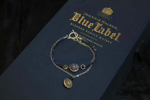 寶石&水晶手鍊 ─  波斯瓦那瑪瑙&藍寶石 單圈雙層手鍊 第2張的照片