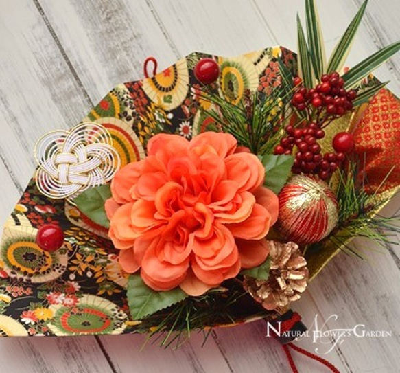 Creema限定 おしゃれなお正月飾り扇子アレンジ しめ縄・しめ飾り