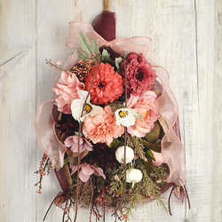 秋色華やかピンクのスワッグ・アーティフィシャルフラワー特別価格 1枚目の画像