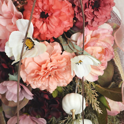 秋色華やかピンクのスワッグ・アーティフィシャルフラワー特別価格 6枚目の画像