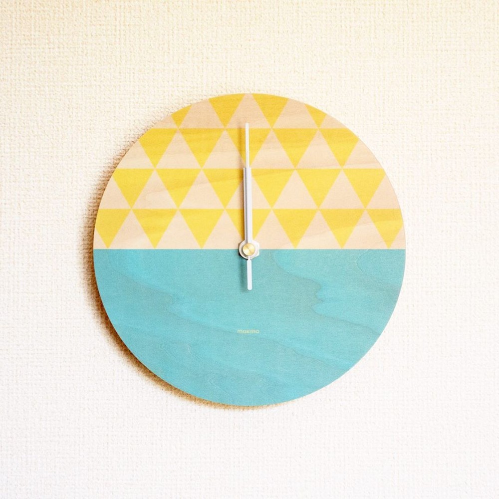 楽しい時間が流れる時計_木製［掛け時計］C04_Yellow × Blue