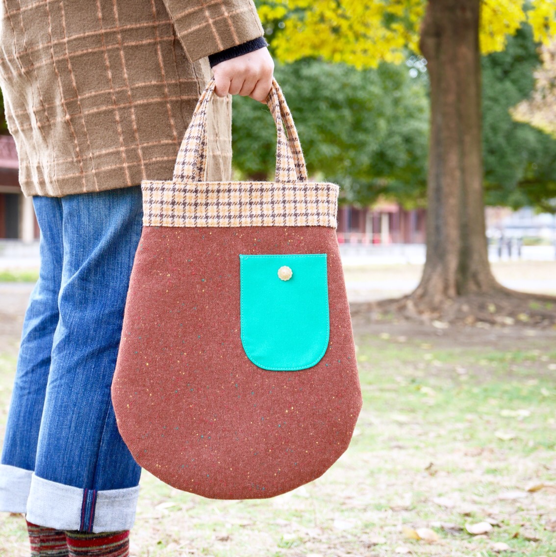 冬のお散歩Bag  スモーキーピンク