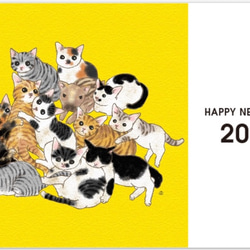 色を選べる2019年賀状Ver.2　11匹の猫とうりぼう ＜22枚セット＞　送料無料 2枚目の画像