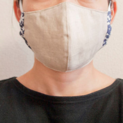 リネン×ダブルガーゼフィルターポケット付き立体マスク 4枚目の画像