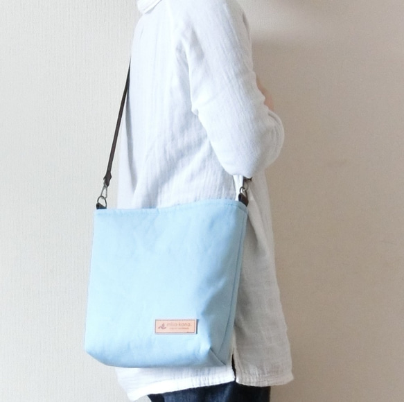 ふんわりショルダー【倉敷帆布】 受注制作】倉敷帆布のふんわりショルダーバッグ（サックス