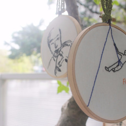 ∥訂製∥刺顏繪 人像刺繡掛飾卡片 ∥Custom-Made∥ Portrait Embroidered Card 第3張的照片