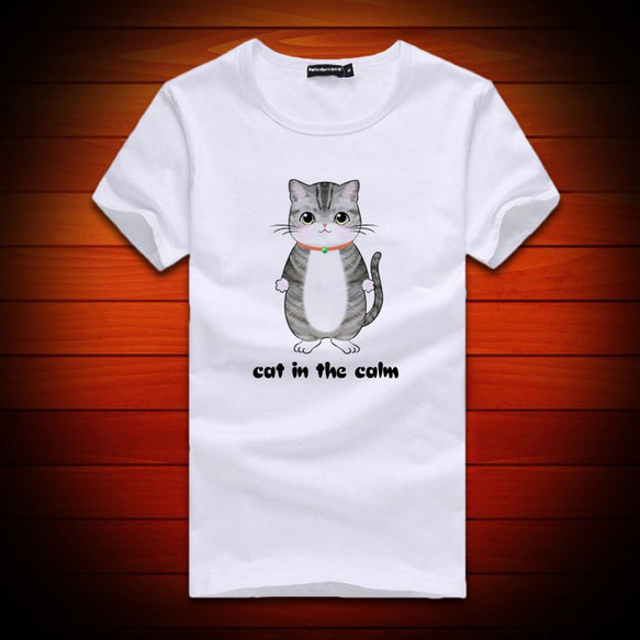 猫キャラブランド"cat in the calm"レディース&メンズTシャツ 1枚目の画像