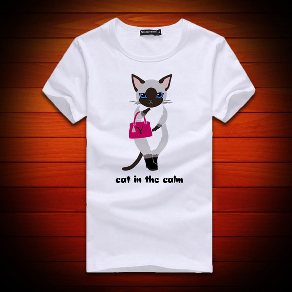 猫キャラブランド"cat in the calm"レディース&メンズTシャツ 1枚目の画像