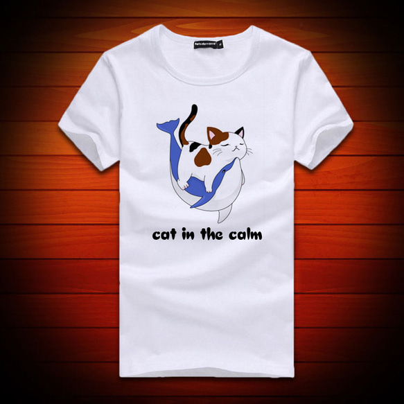 猫キャラブランド"cat in the calm"レディース&メンズTシャツ 1枚目の画像