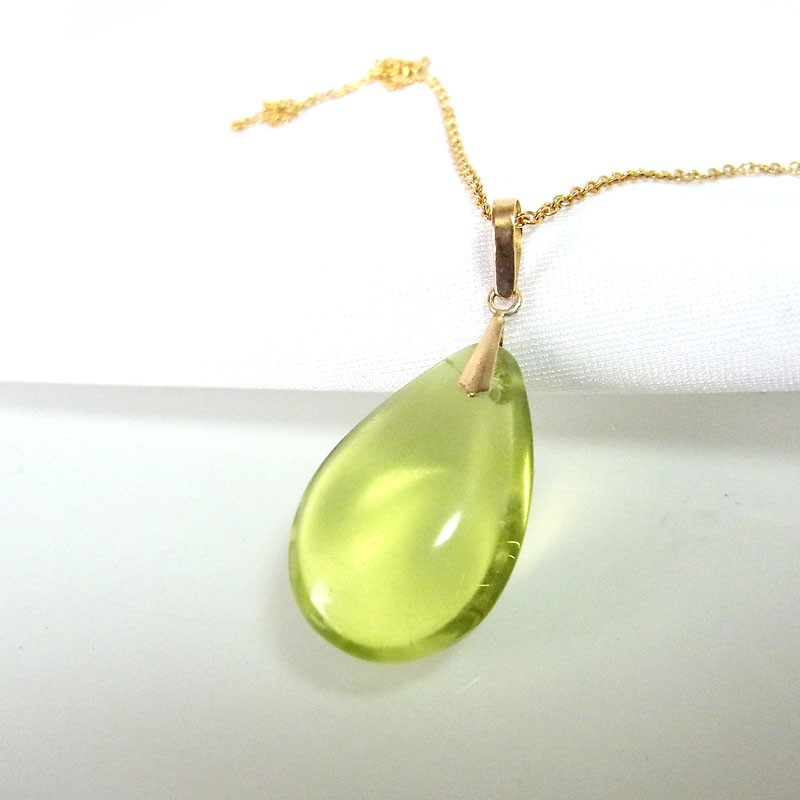 K18 グリーンアンバー ネックレス トップ チャーム