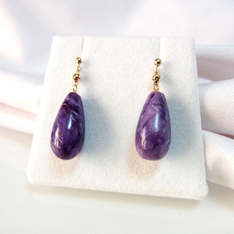 K18  大人のお洒落 チャロアイト ピアス