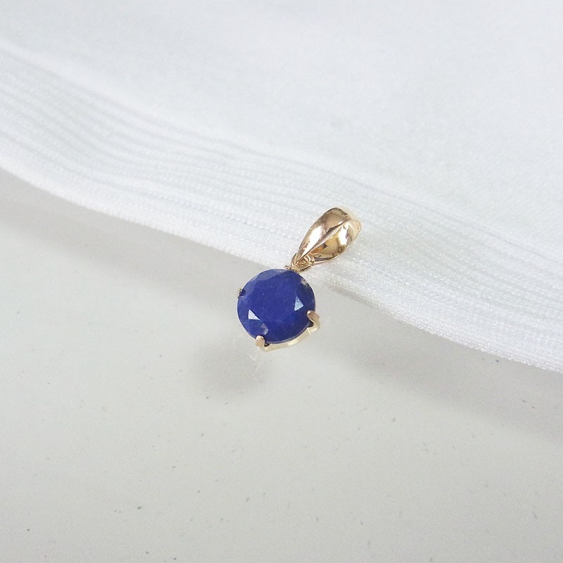 K18　5mmラウンド ラピスラズリ ペンダント トップ