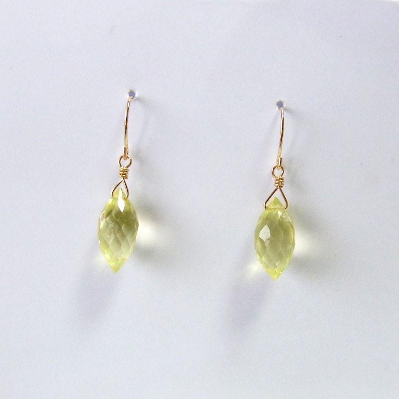 K18　レモンクォーツの透き通る輝き ピアス