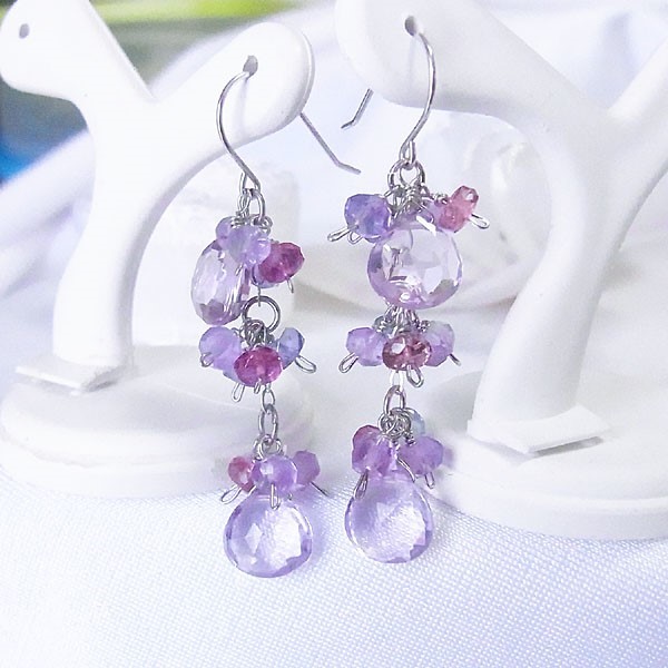 K14WG 紫陽花のピンクアメジスト ピアス 15,444円