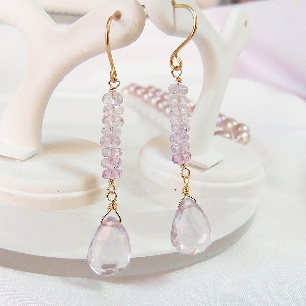 K18 ピンクアメジスト サファイア ピアス