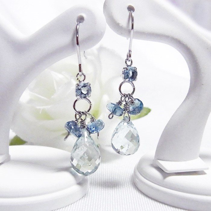 K14WG アクアマリン サンタマリア ピアス