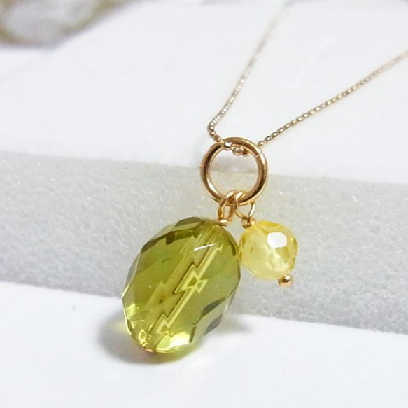 K18琥珀アンバーネックレストップペンダントトップ