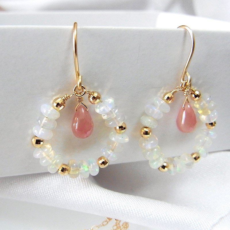 K18 オパール・インカローズ ピアス