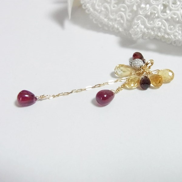 K18 ルビー/シトリン/ガーネット トップ