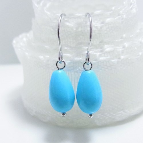 寛　　トルコ石　チェーンピアス　K14WG 可愛いデザイン K14 WG ターコイズ トルコ石 ピアス ピアス（フック・チェーン） Rua